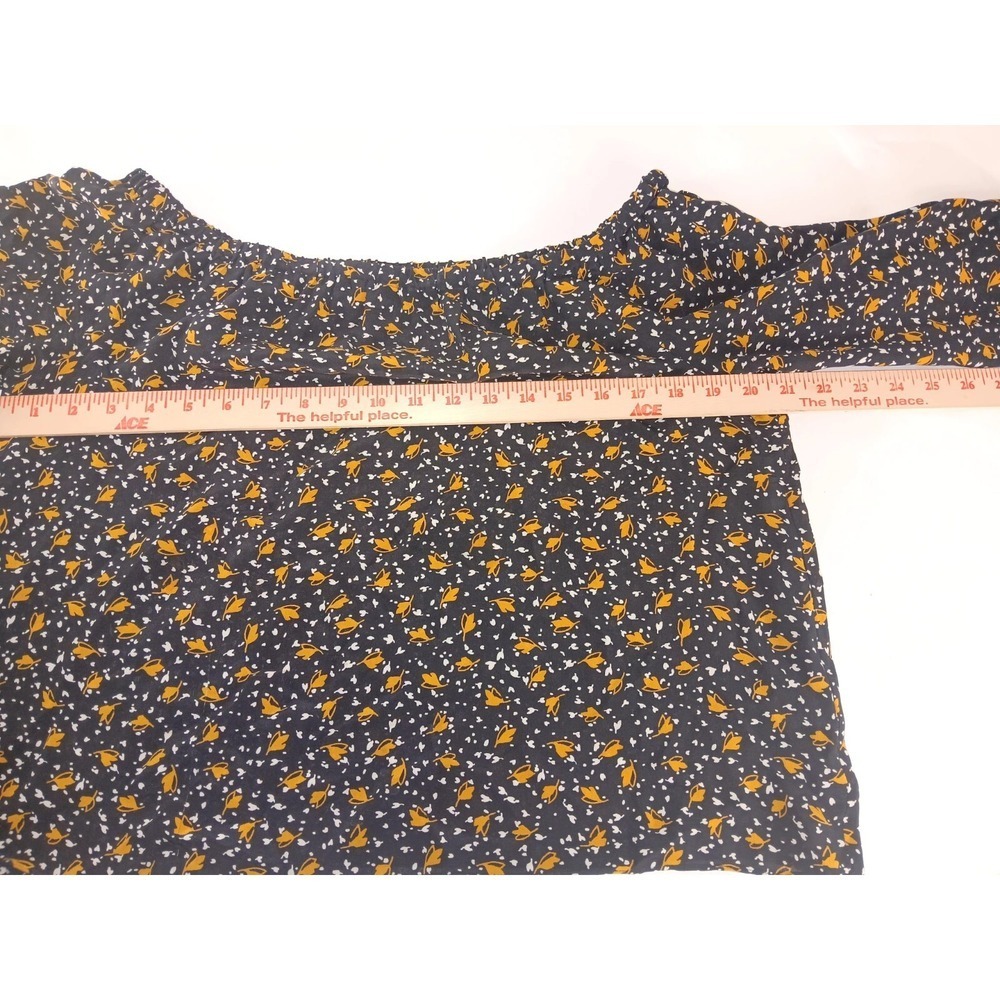 Madewell Womens Top Black Leaf Silk 3/4 Sleeve Off The Shoulder Blouse Size S - Picture 8 of 10
